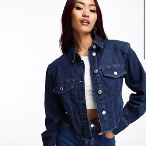 Bershka Indigo Cropped back Denim Jacket